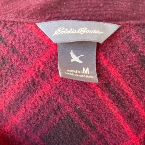 Eddie Bauer Red Fleece Flannel Size M - Picture 3 of 5
